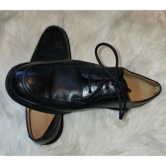 Cole Haan Men\'s 9.5 Lunargrand Apron Toe Derby Oxford Black Leather